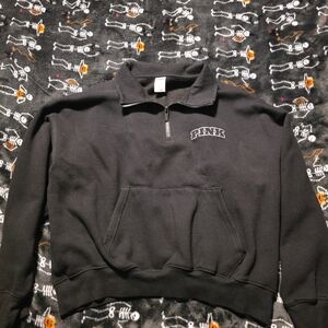 PINK Victoria's Secret Black Half-Zip Pullover Sweatshirt